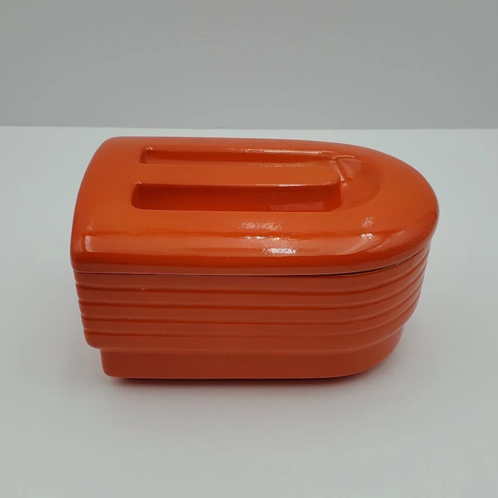 Hall China Company Westinghouse Orange Refrigerator Box Lidded Dish Fridgie - Picture 2 of 10